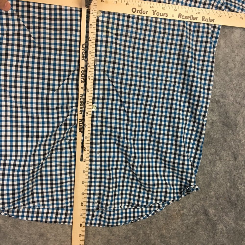 GAP Shirt L Mens Button Up 100 Cotton Long Sleeve Blue Tattersall Plaid Outlet - Picture 8 of 11